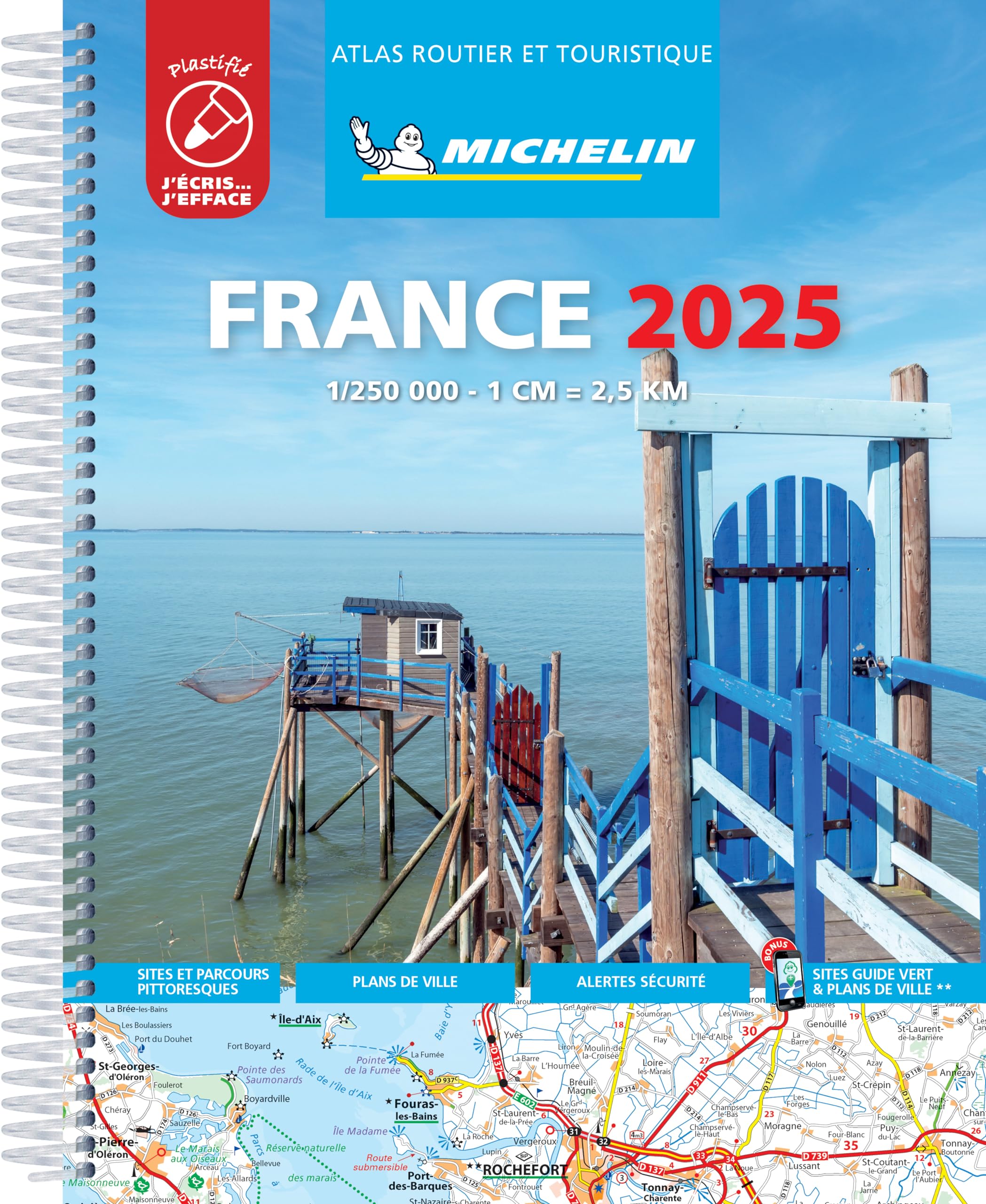 Frankrike Atlas A4 Michelin 2025 Laminerad