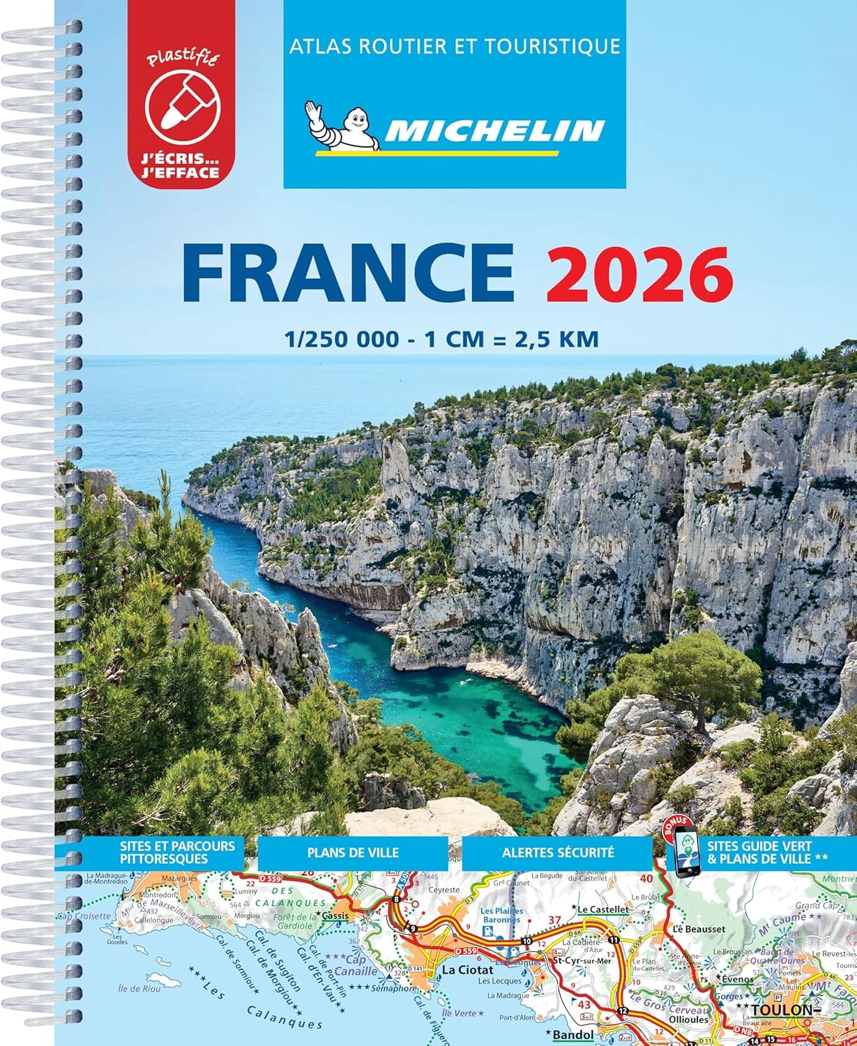 Frankrike Atlas A4 Michelin 2026 Laminerad