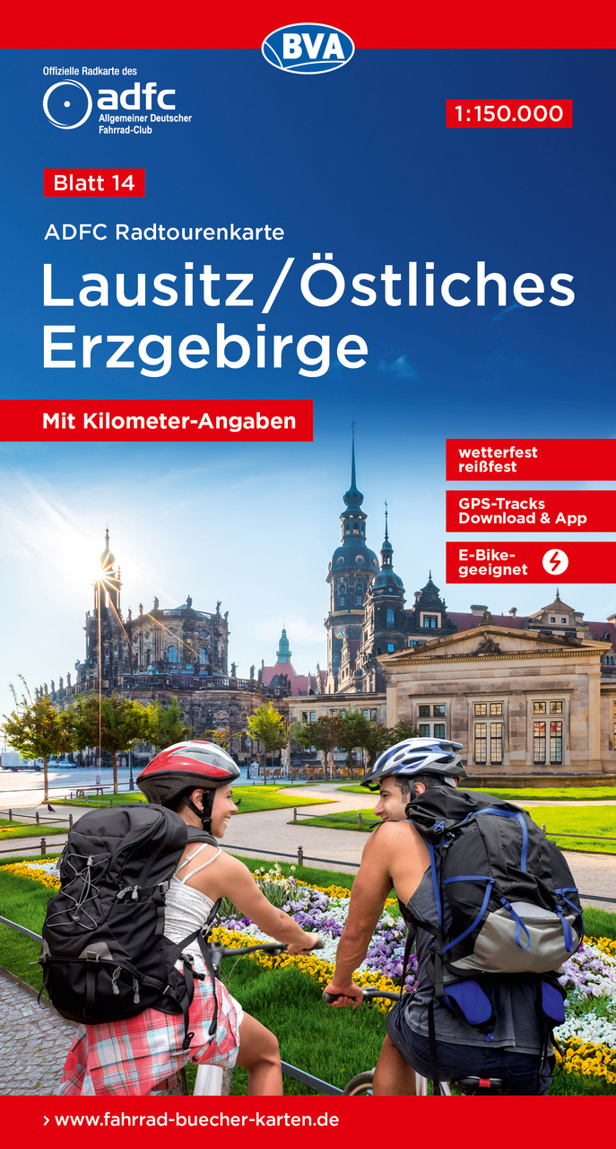 14 Cykelkarta Tyskland Lausitz-Östliches Erzgebirge 1:150.000