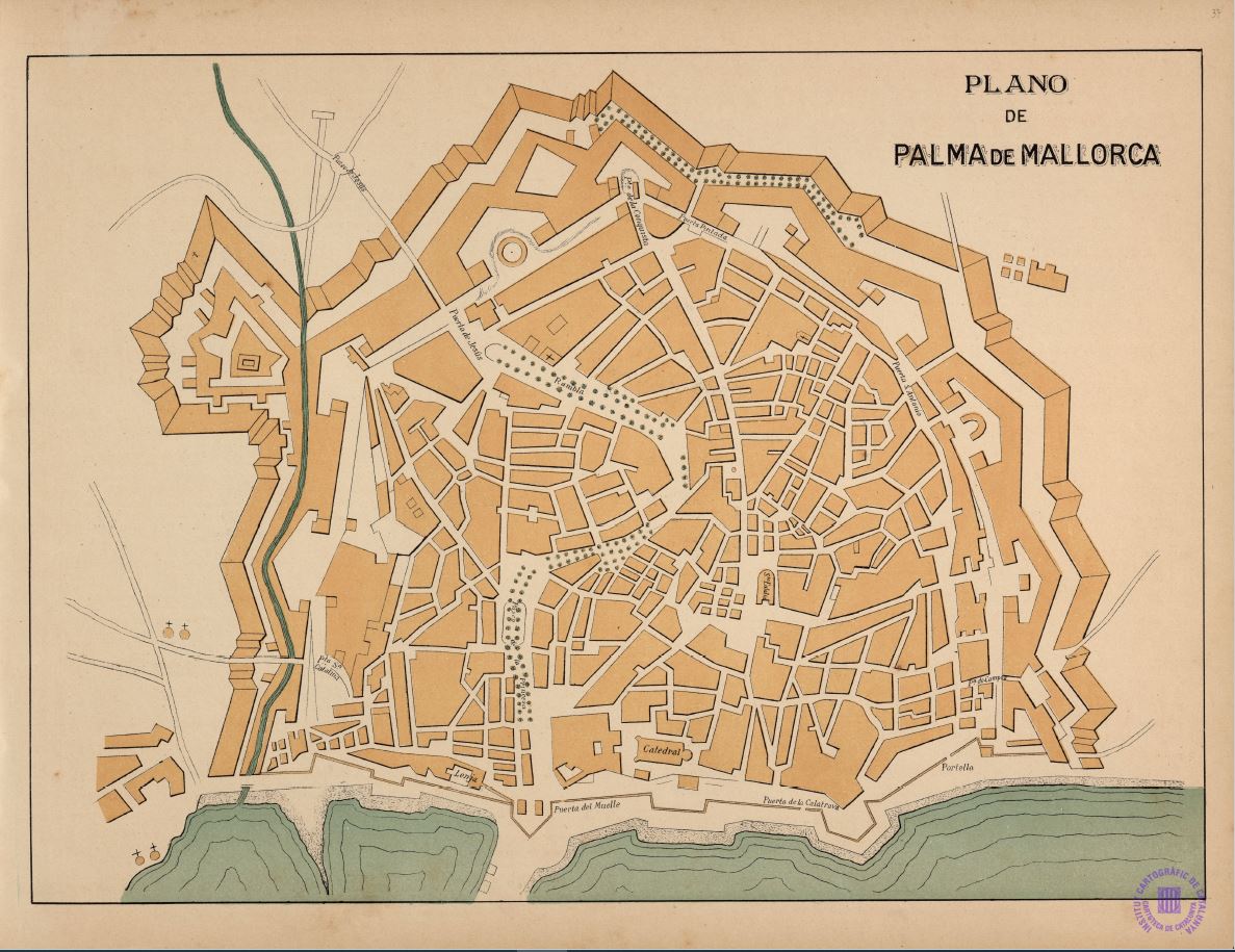 Palma de Mallorca väggkarta 1905