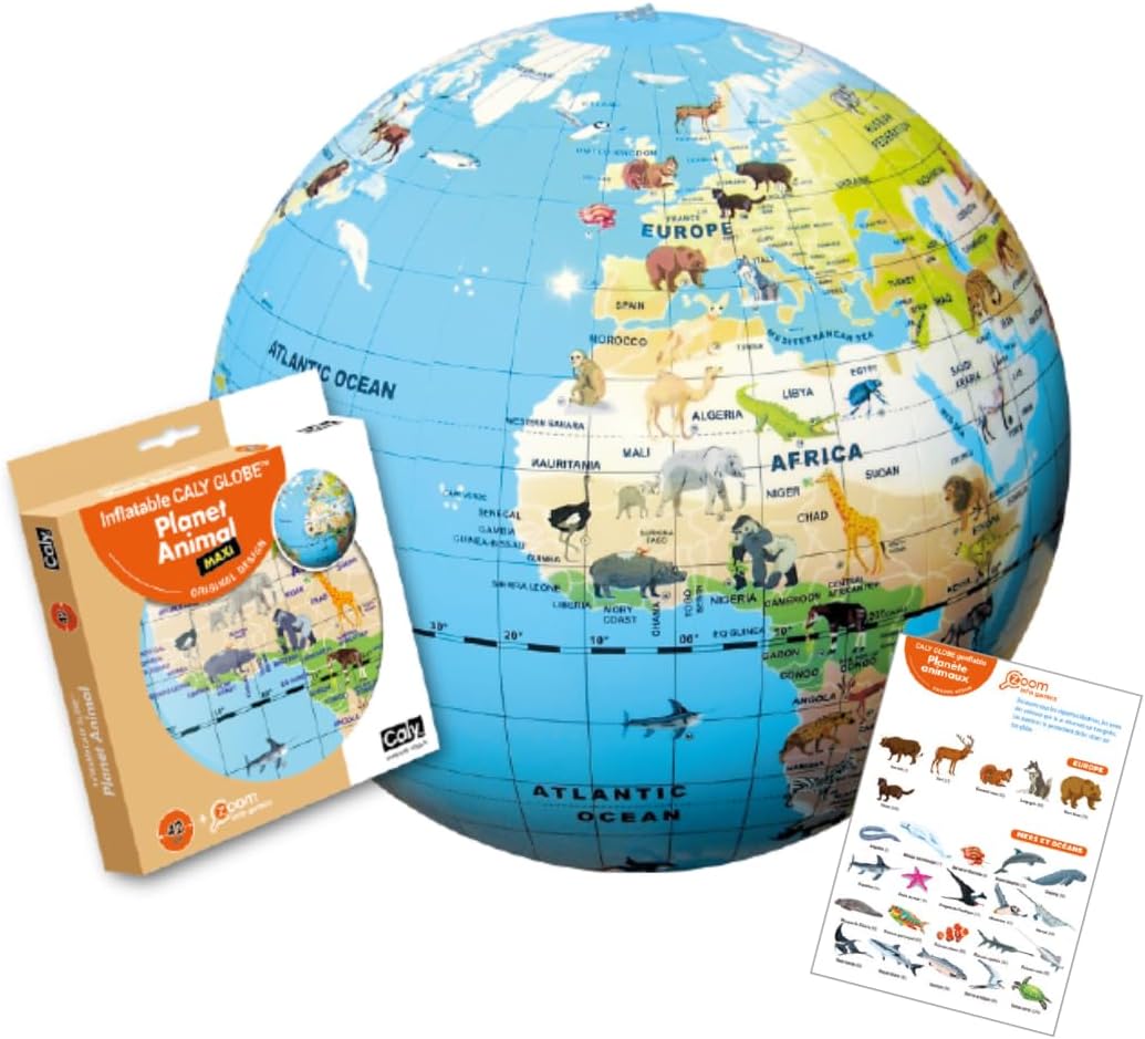 Uppblåsbar Jordglob med djur 42 cm