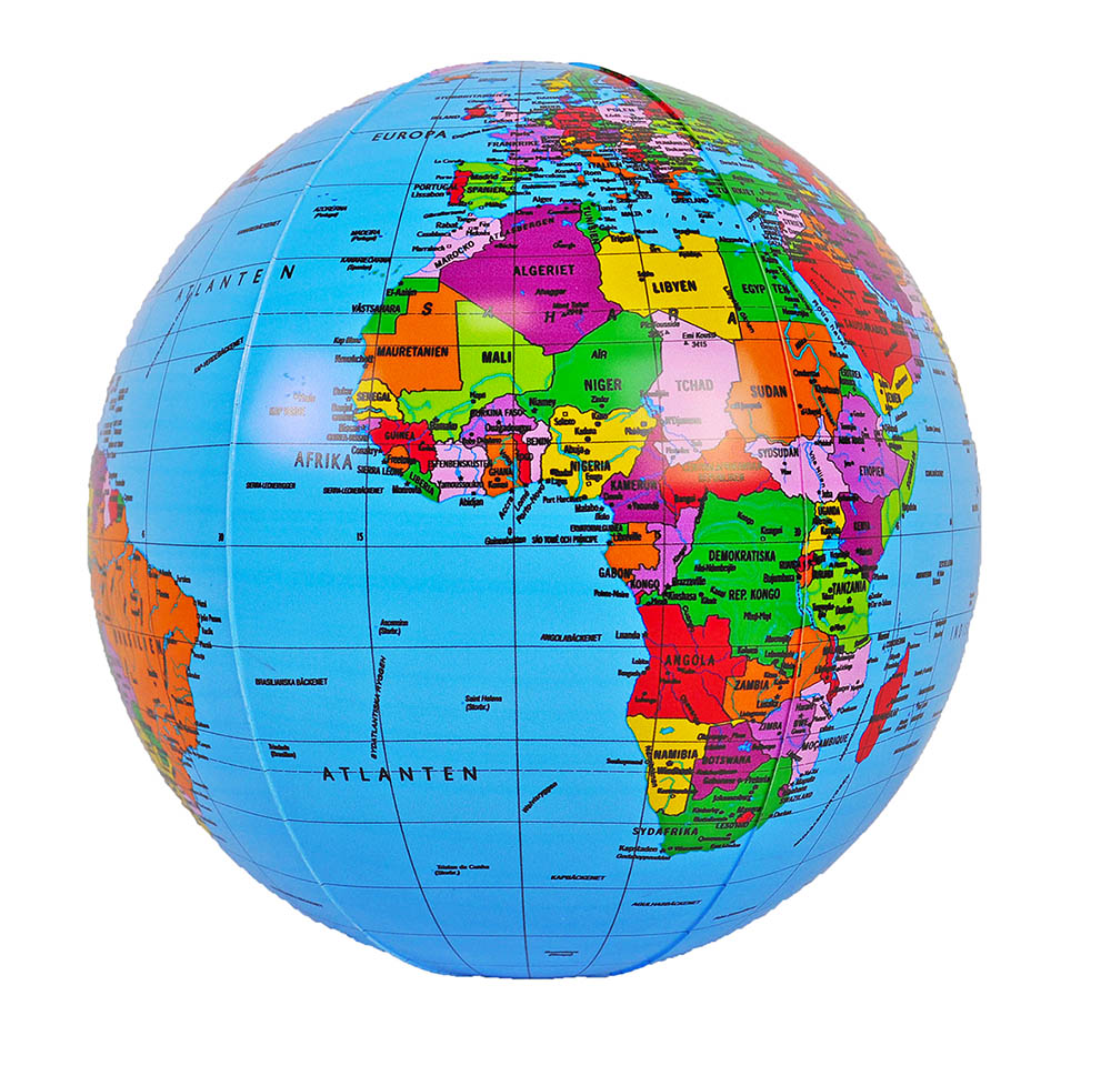 Uppblåsbar jordglob 40cm Ljusblå POL