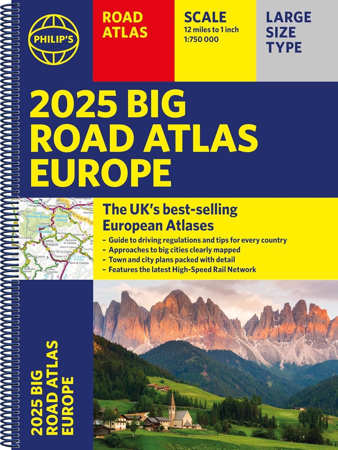Europa Big Road Atlas 2025 A3 Spiral