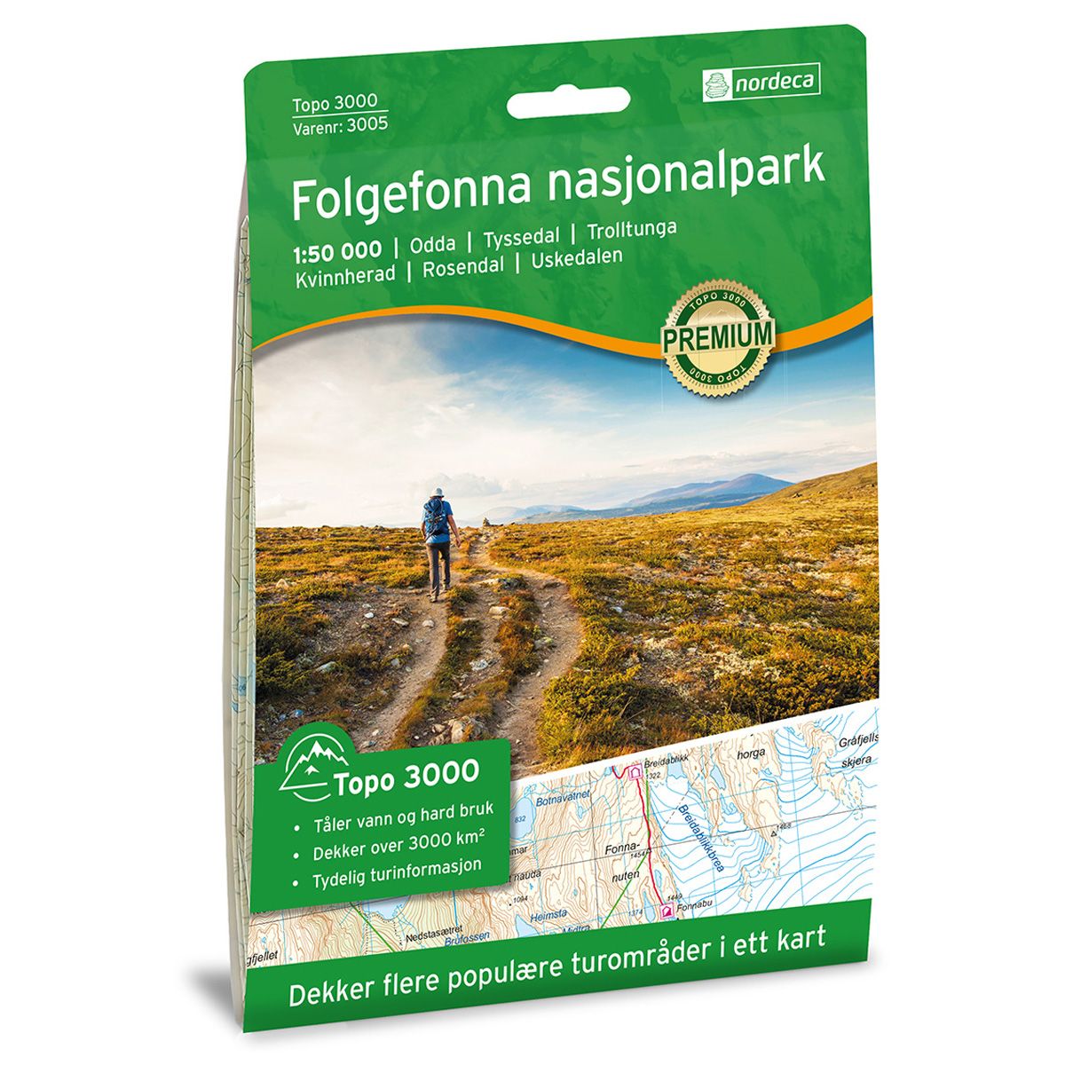 Folgefonna Nasjonalpark Topo 3000