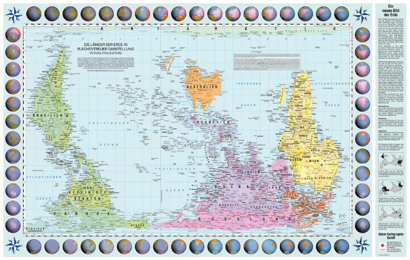 Peters Projection Upside Down Pacific Centered