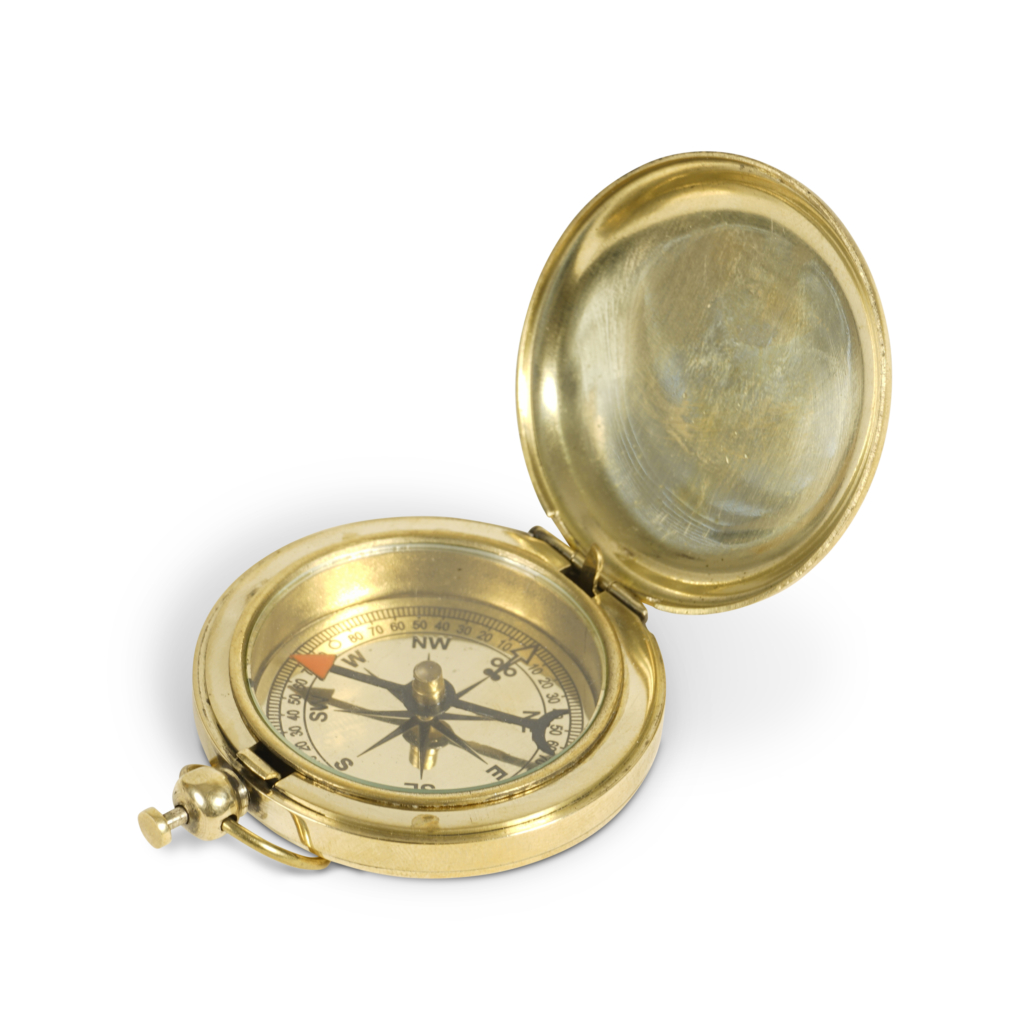 Mini Push Button Compass Gold Kompass