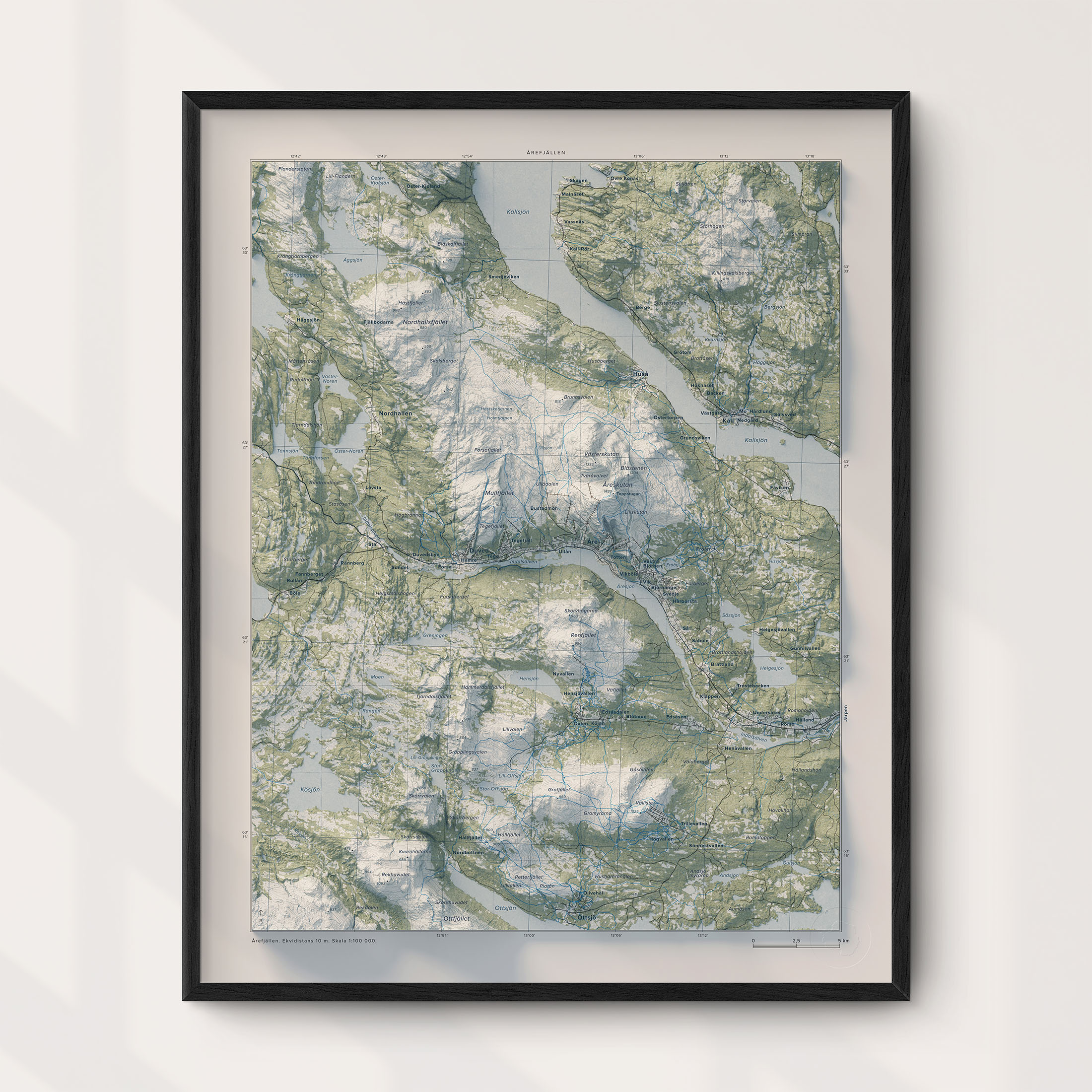 Årefjällen översiktkarta väggkarta Mapbits