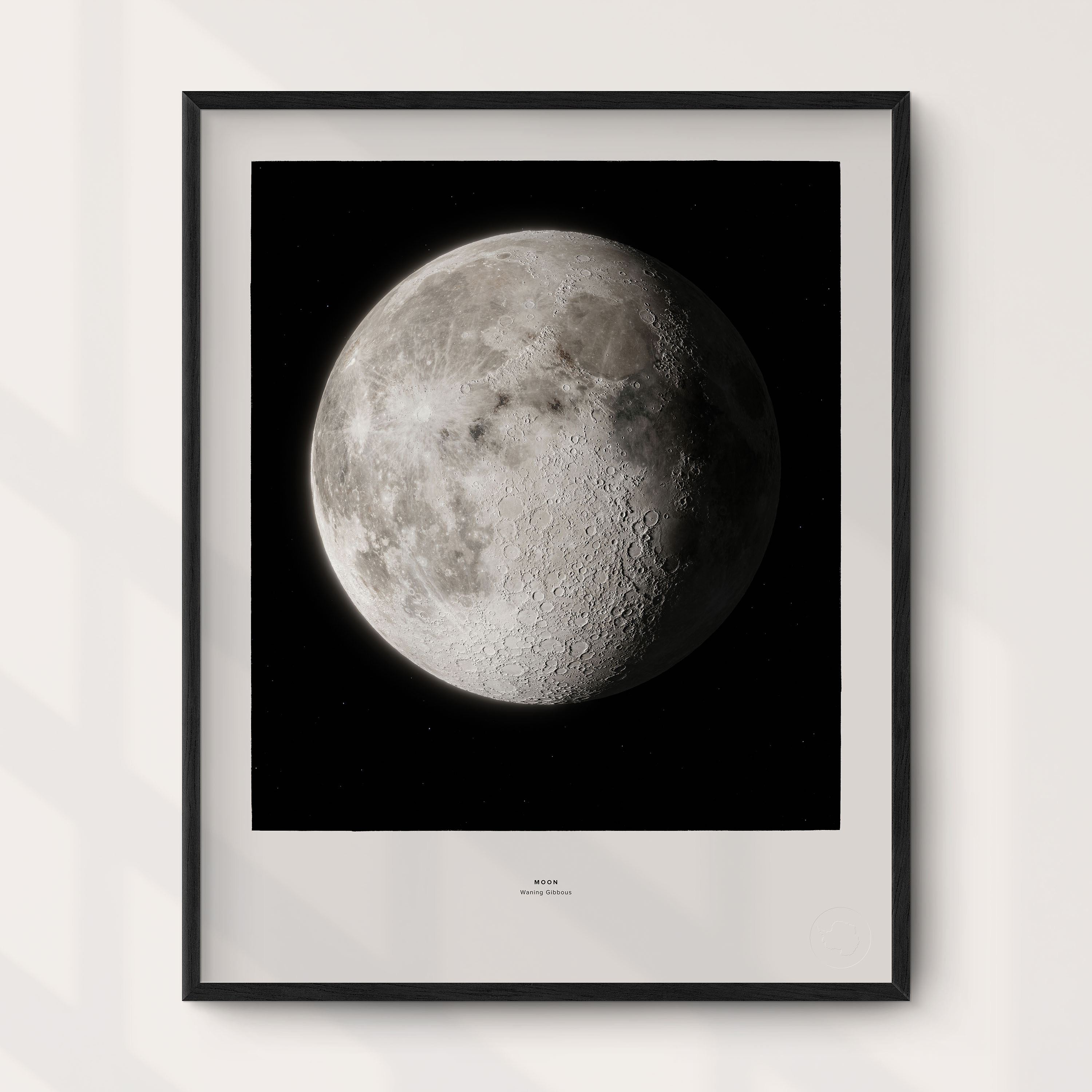 Månen - Avtagande oval måne väggkarta Mapbits