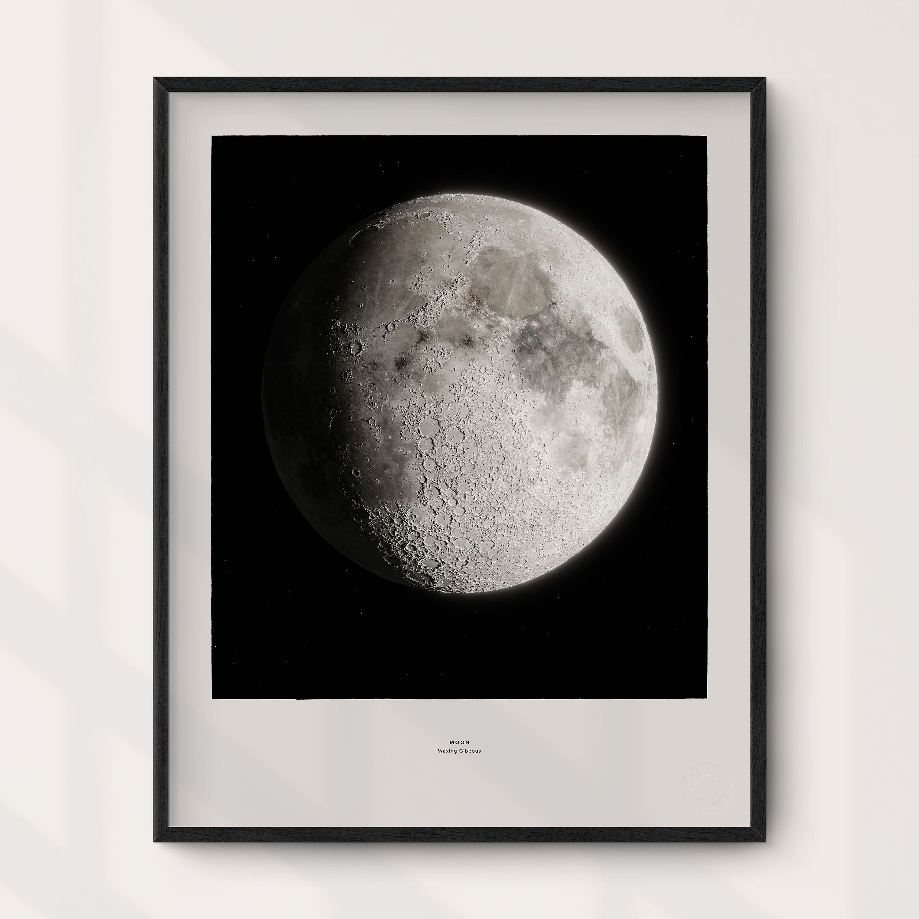 Månen -Tilltagande oval måne väggkarta Mapbits