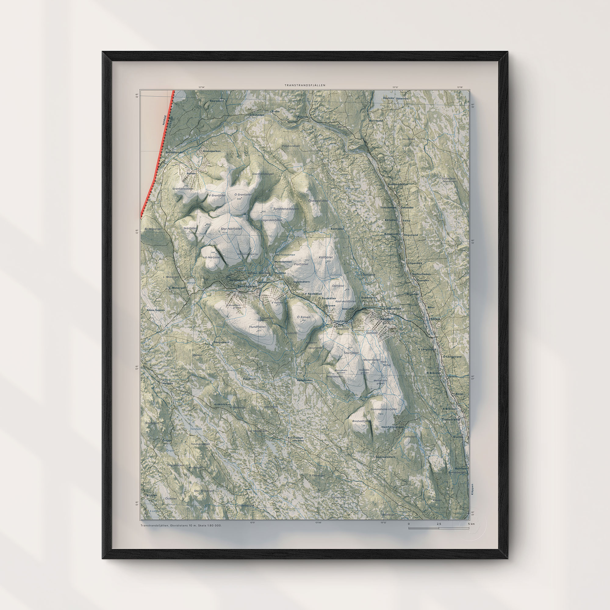 Transtrandsfjällen väggkarta Mapbits