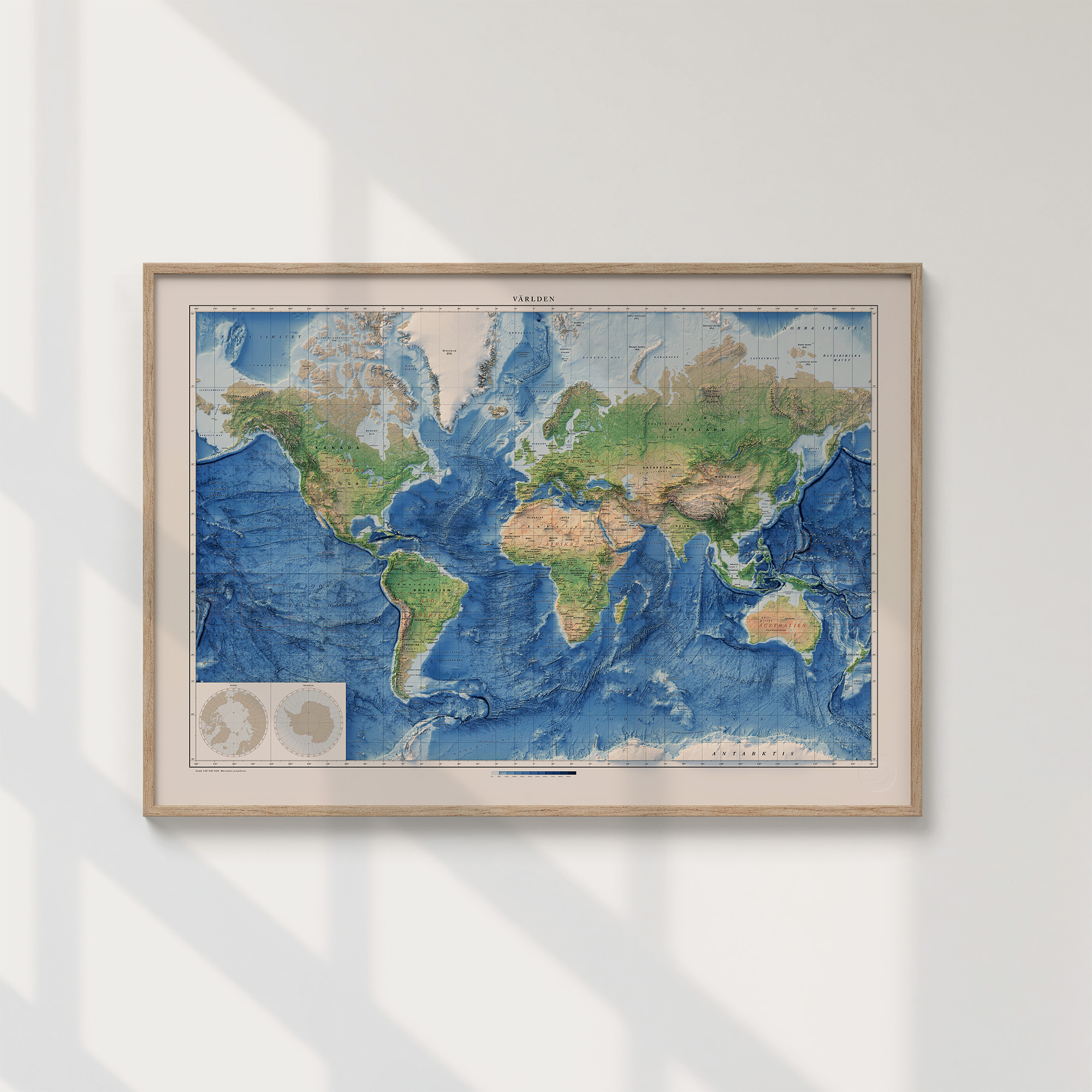 Världen väggkarta Mapbits