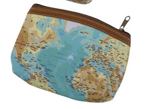 Portmonä med dragkedja World Map