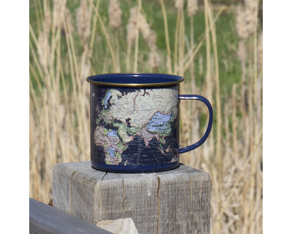 Emaljmugg Karta Blå