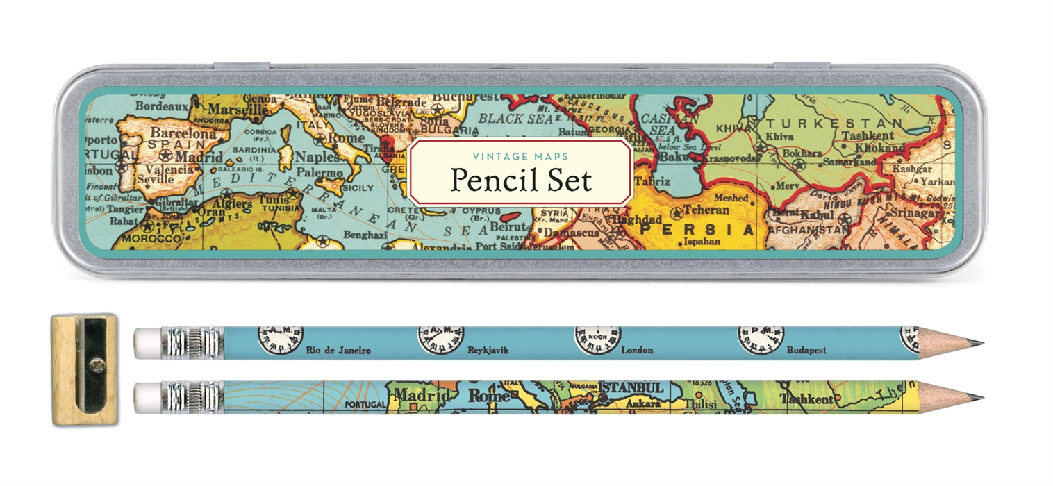 Vintage Maps Pencil Set