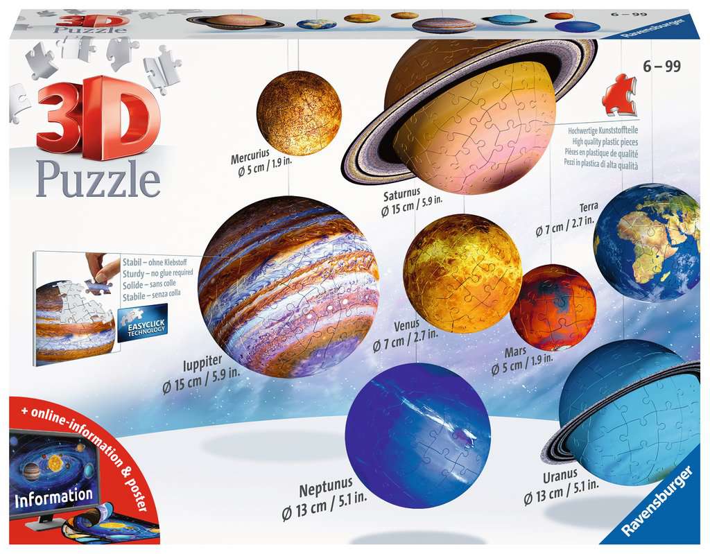 Produktfoto för Ravensburger - Solsystemet - 3D-pussel