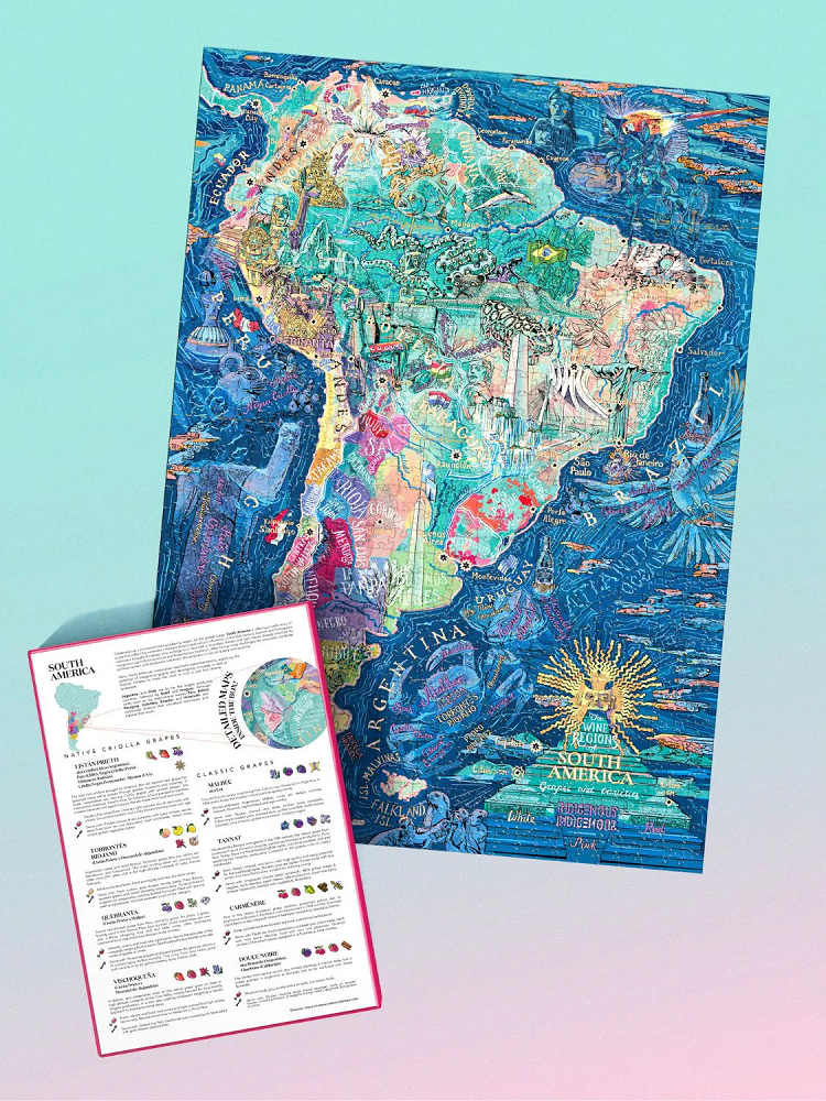 Alternativ bild 1 för Water and Wines - Vinpussel Sydamerika 1000 bitar lila