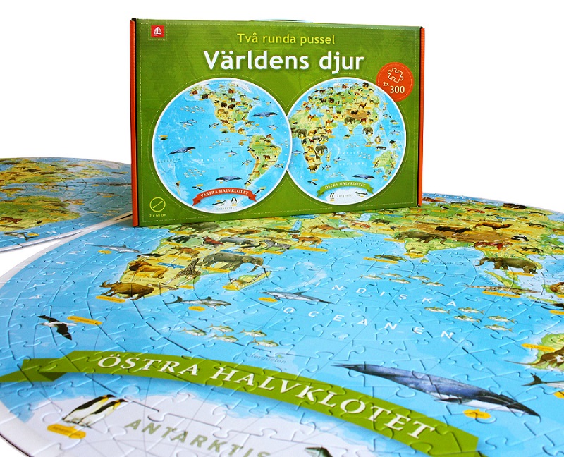 Världens djur - 2 runda pussel