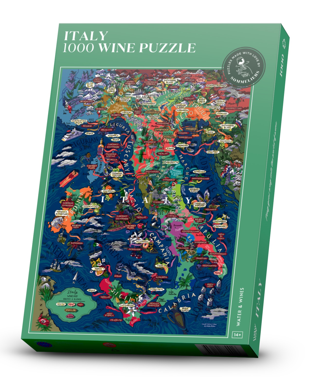Alternativ bild 0 för Water and Wines - Vinpussel - Italien 1000 bitar Grön
