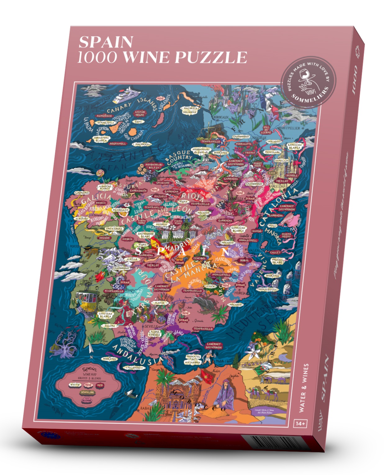 Alternativ bild 0 för Water and Wines - Vinpussel -  Spanien 1000 bitar Rosa