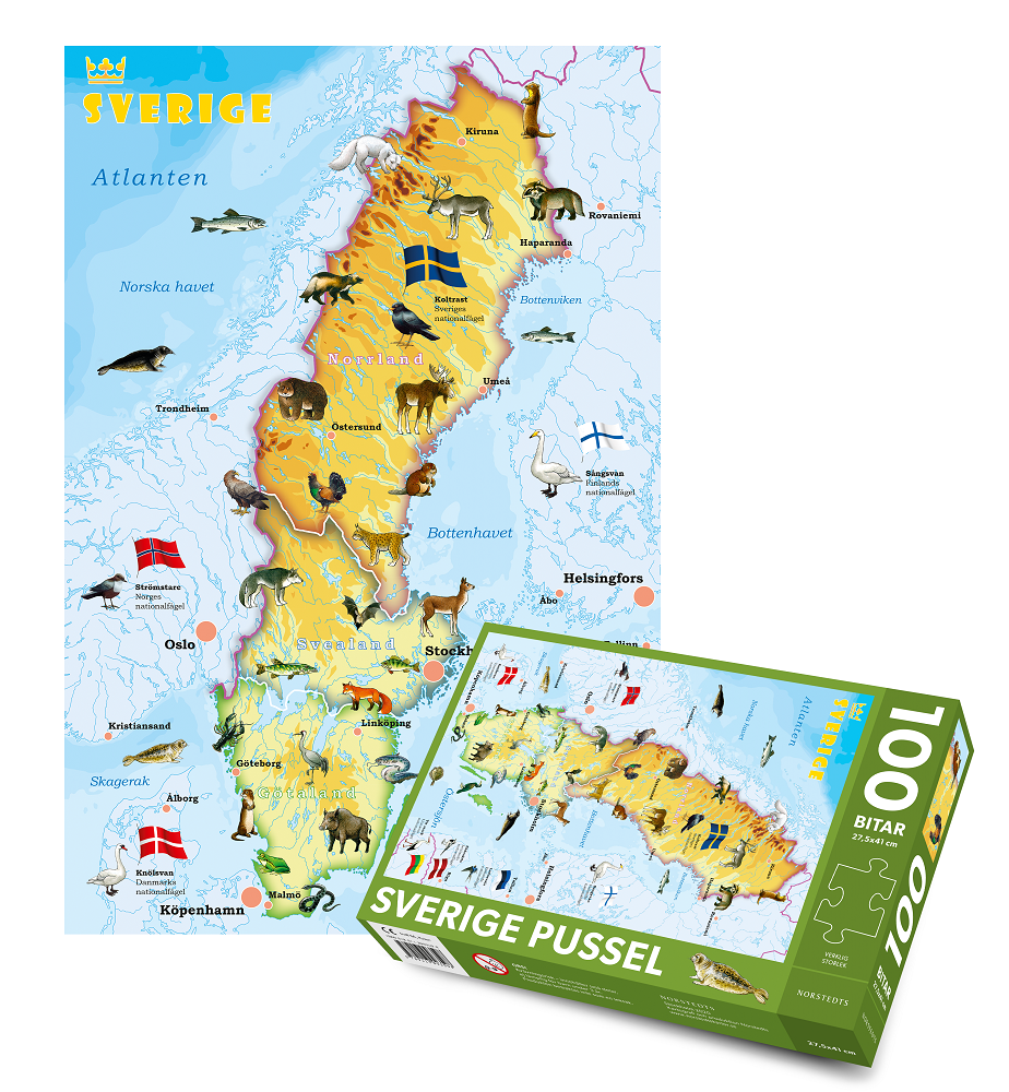 Alternativ bild 1 för Sverige pussel 100 bitar