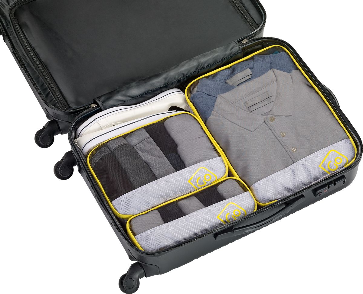 Alternativ bild 1 för GoTravel Triple Packing Cubes -pakkauspussit, 3-osainen, keltainen