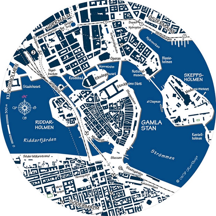 Grytunderlägg Stockholm blå-vit