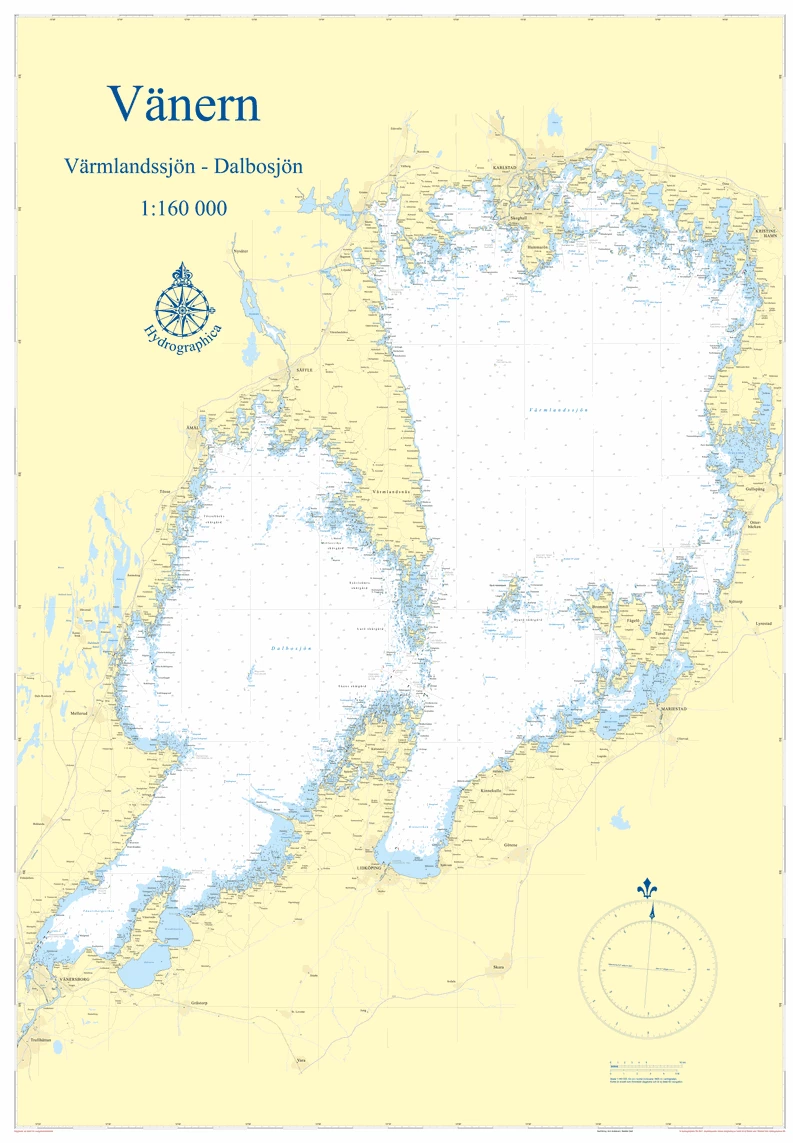 Vänern Väggkarta Hydrographica 70x100cm