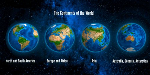 Vykort 3D Continents of the World