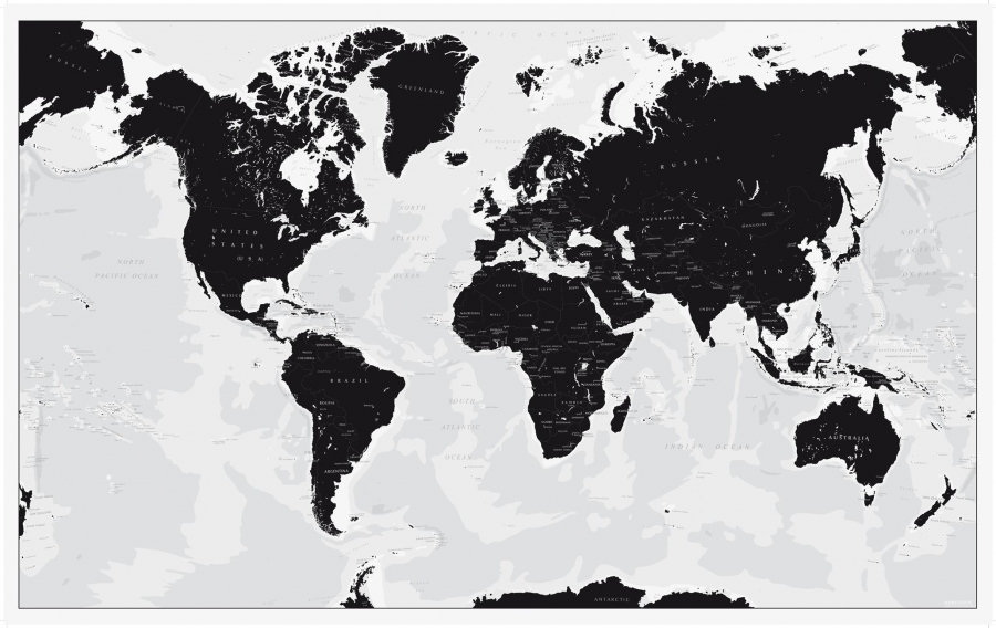 Världen svartvit Norstedts 136x85cm