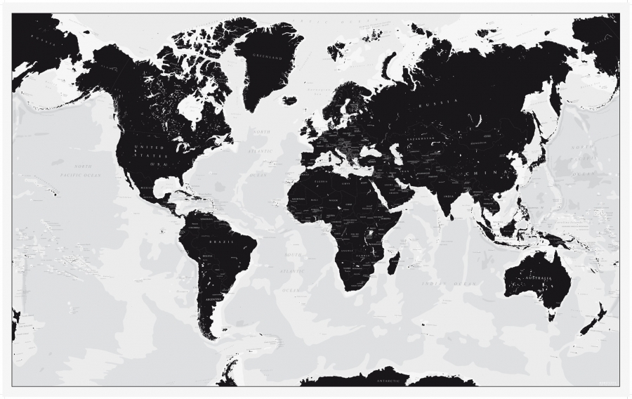 Världen svartvit Norstedts 136x85cm med ram