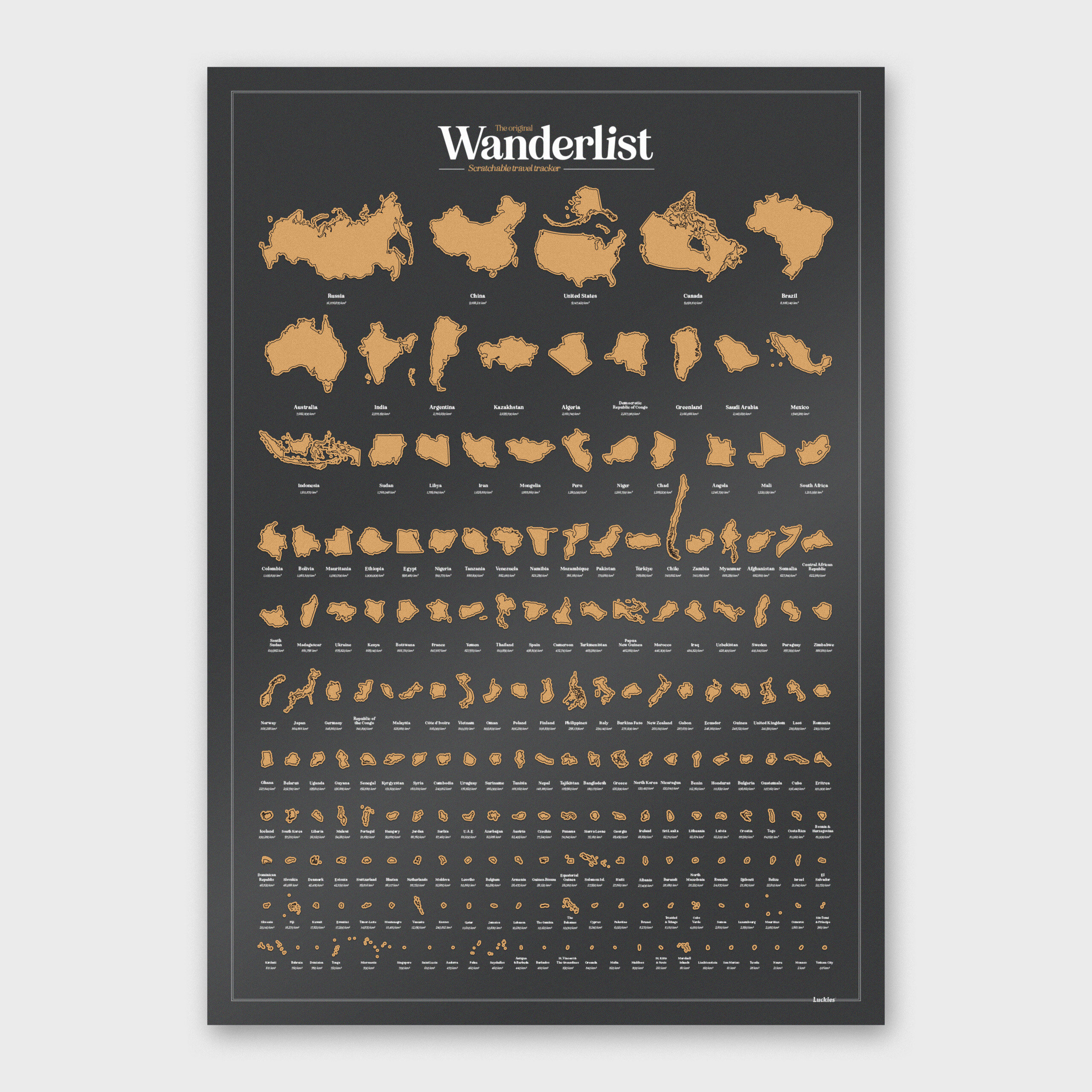 Skrapkarta Länder Wanderlist