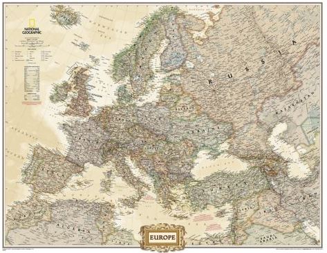 Europa Väggkarta NGS Antik stil 1:8,425 milj