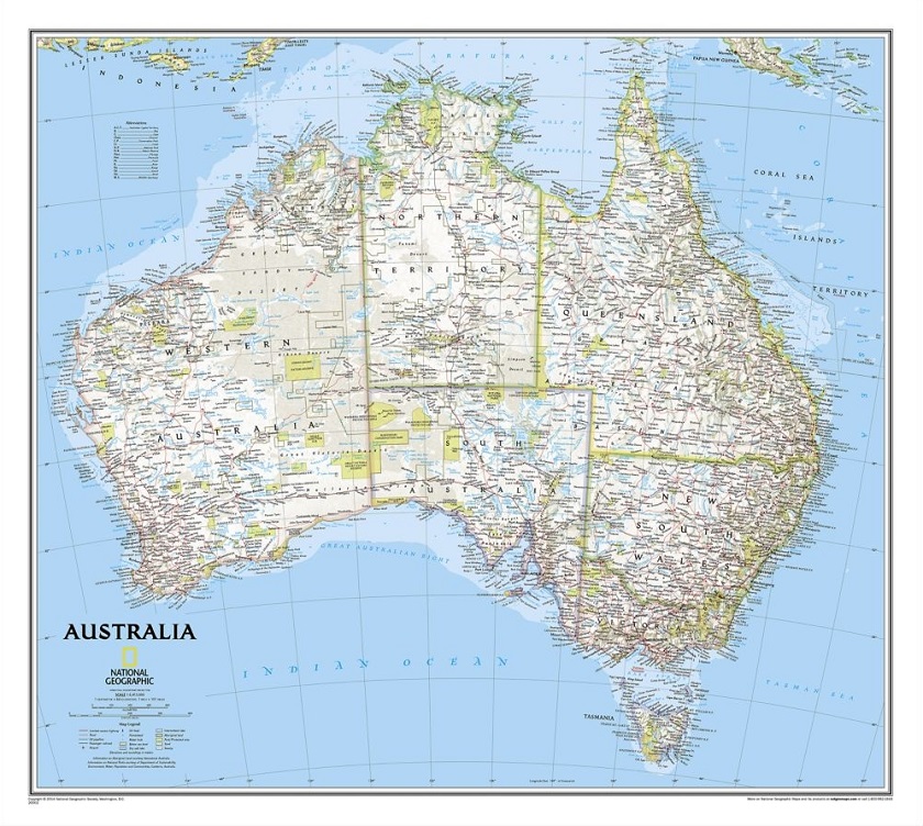 Australien Väggkarta NGS 77x69cm