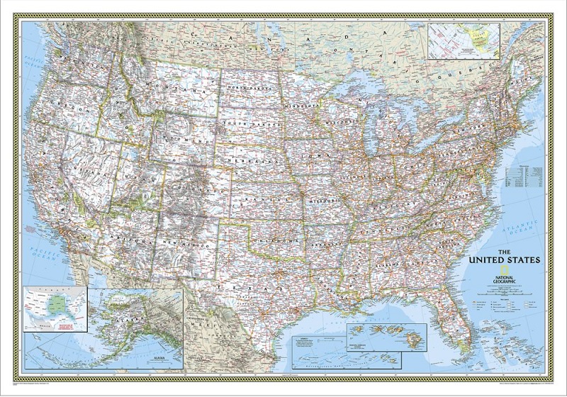 USA Väggkarta NGS 1:4,56milj