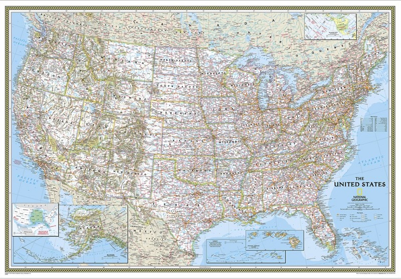 USA väggkarta NGS 1:2,815milj