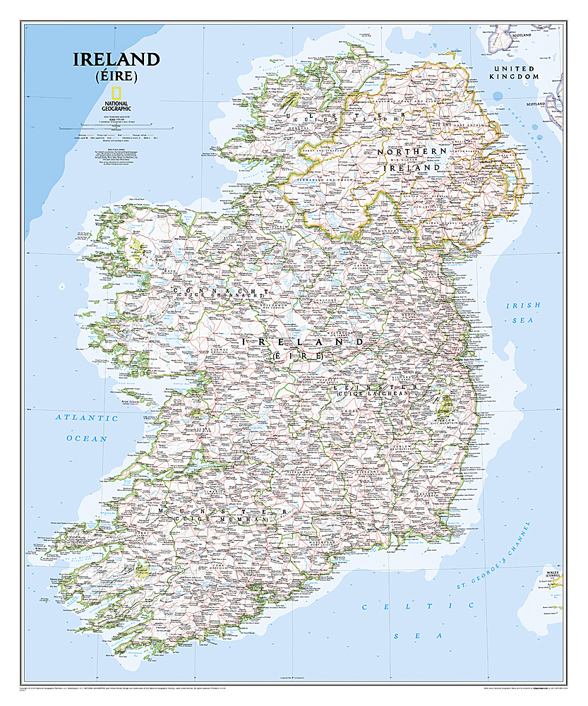 Irland Väggkarta NGS 76x91cm