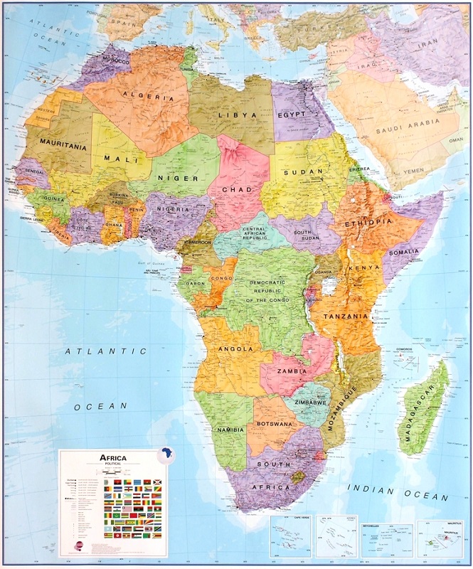 Afrika Maps International 1:8milj. POL 100x120cm Laminerad