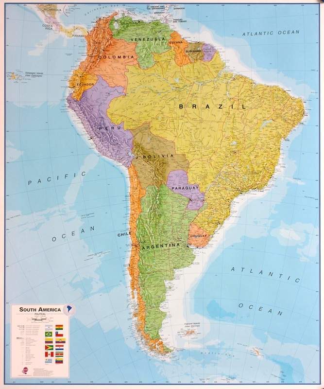 Sydamerika Maps International 1:7m POL 100x120cm