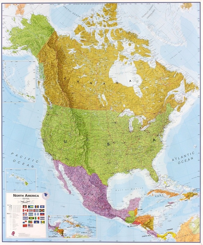 Nordamerika Maps International 1:7m POL 100x120cm