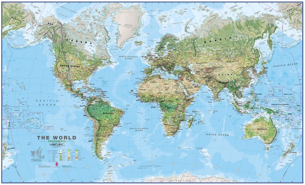 Världen MapsInt. 1:20milj (FYS) 199x123cm med ram