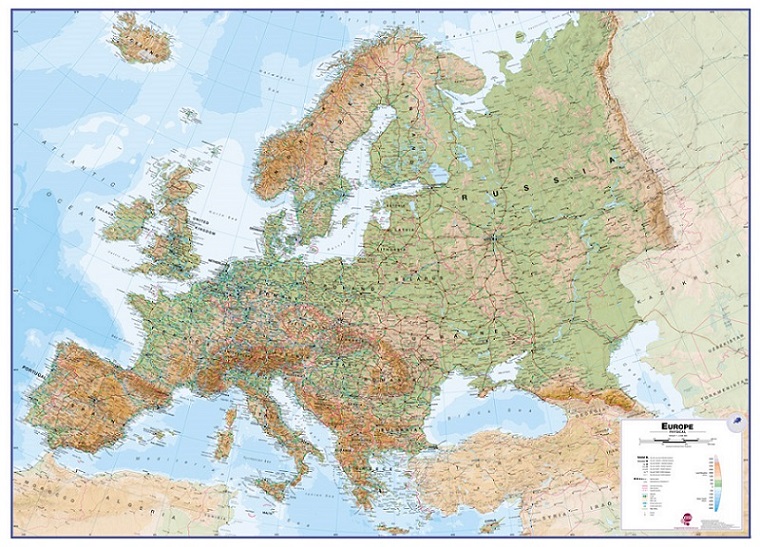 Europa väggkarta Maps International 1:4,3 milj FYS 136x99cm