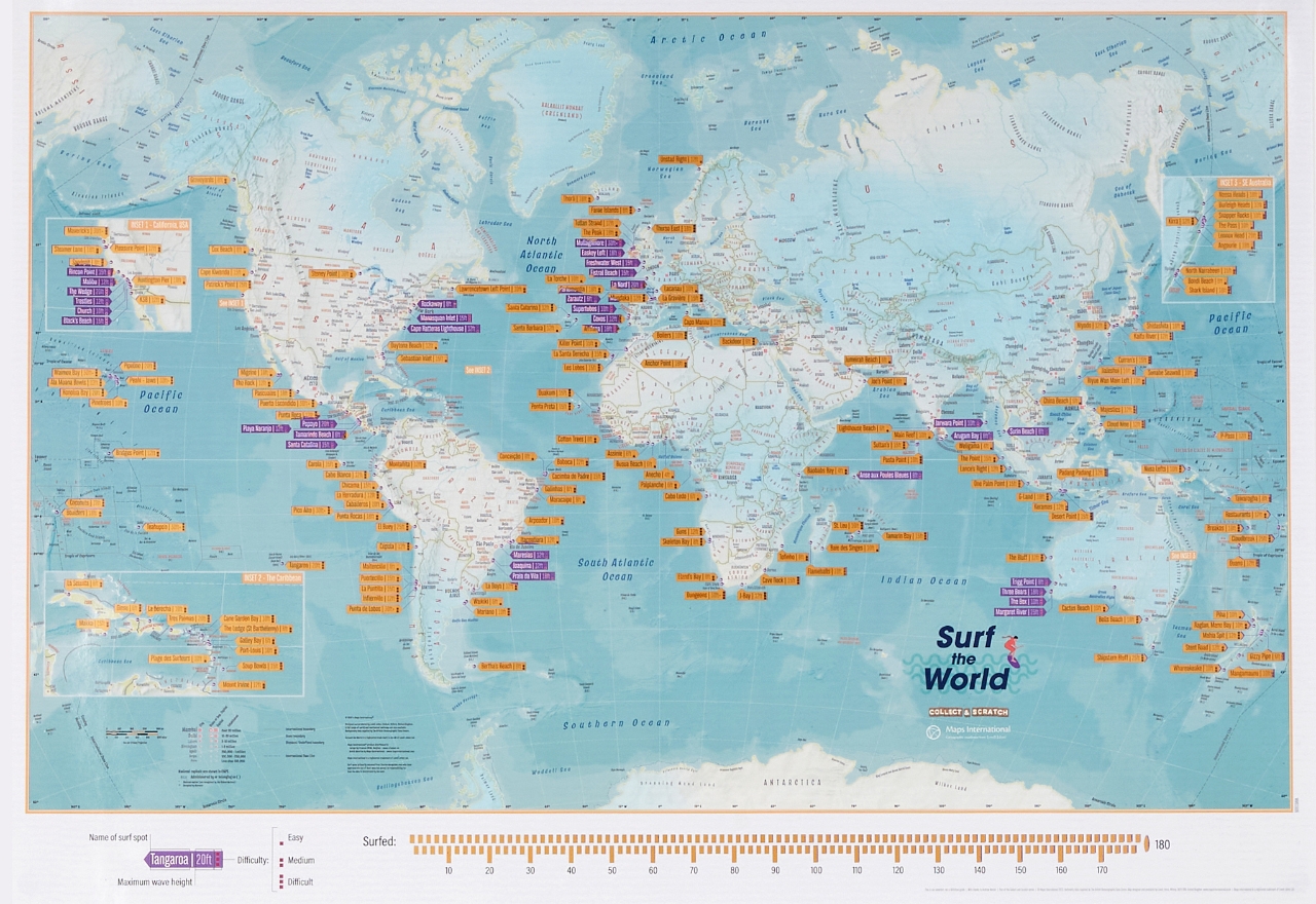 Surf the World Collect &amp; Scratch wall map Maps International