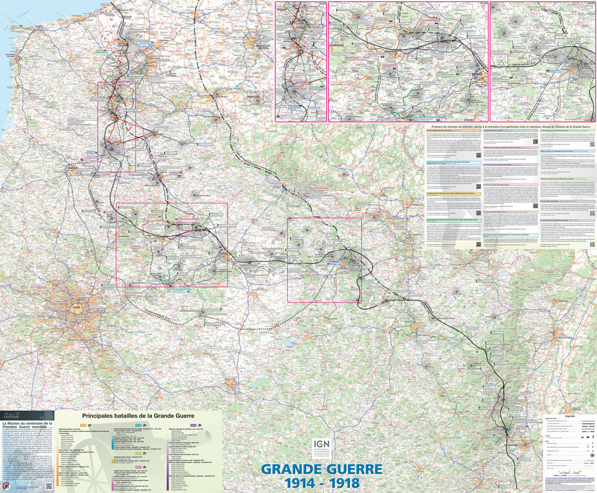 Första världskriget 1914-18 Väggkarta IGN