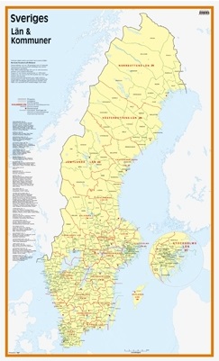 Sveriges Län och Kommuner 50x83cm