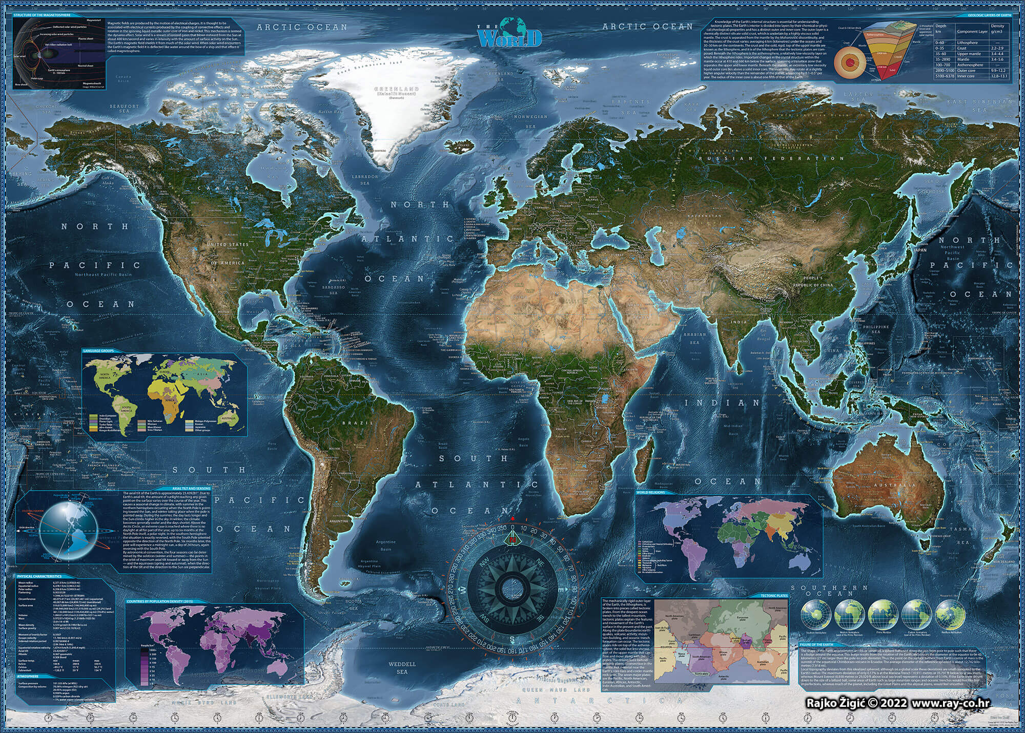 Världen Satellit Väggkarta Ray &amp; Co