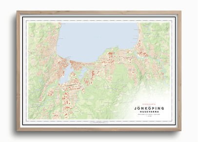 Stadskarta Jönköping 70x50cm Dapa Maps