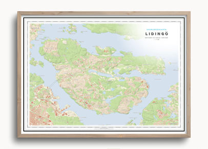 Stadskarta Lidingö 70x50cm Dapa Maps