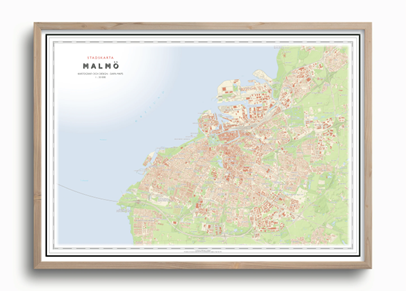 Stadskarta Malmö 70x50cm Dapa Maps