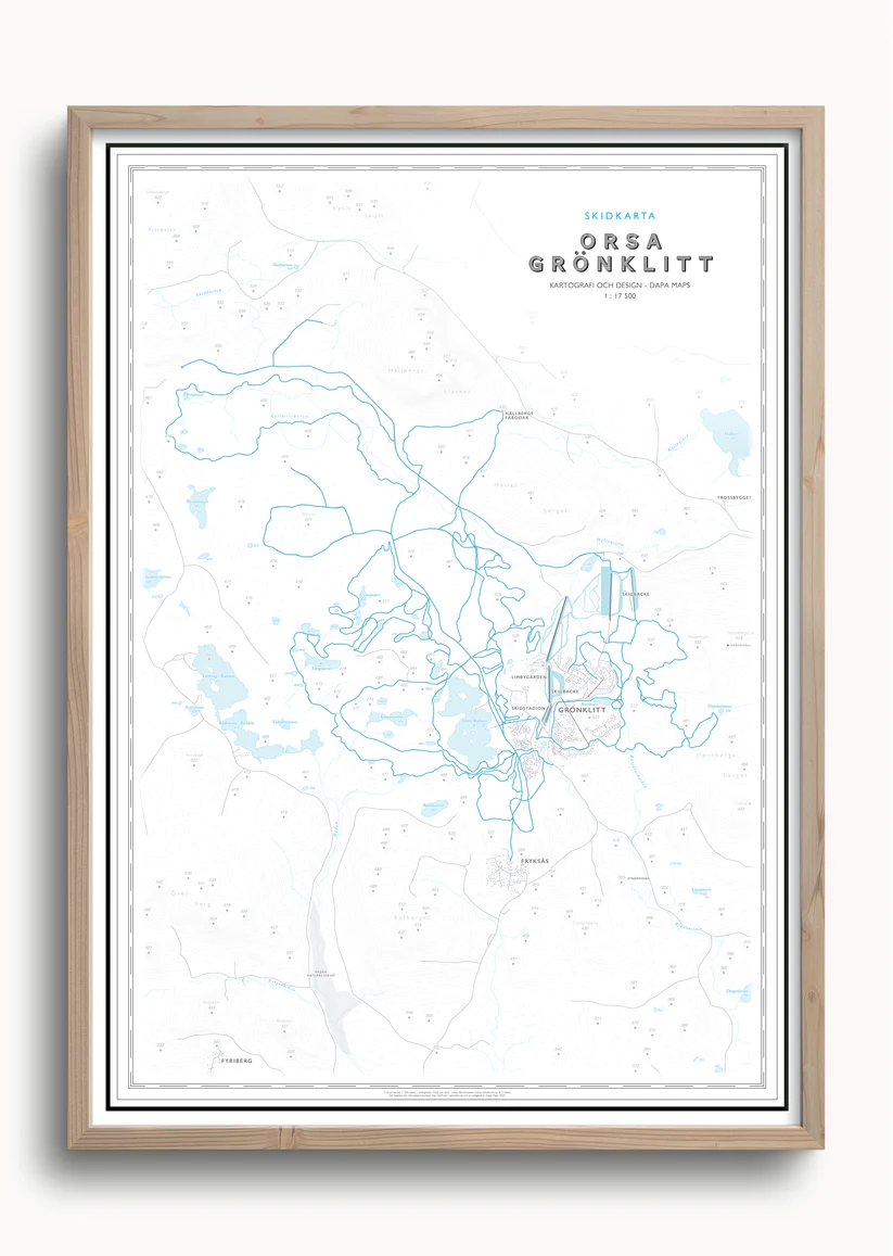 Skidkarta Orsa Grönklitt 50x70cm Dapa Maps