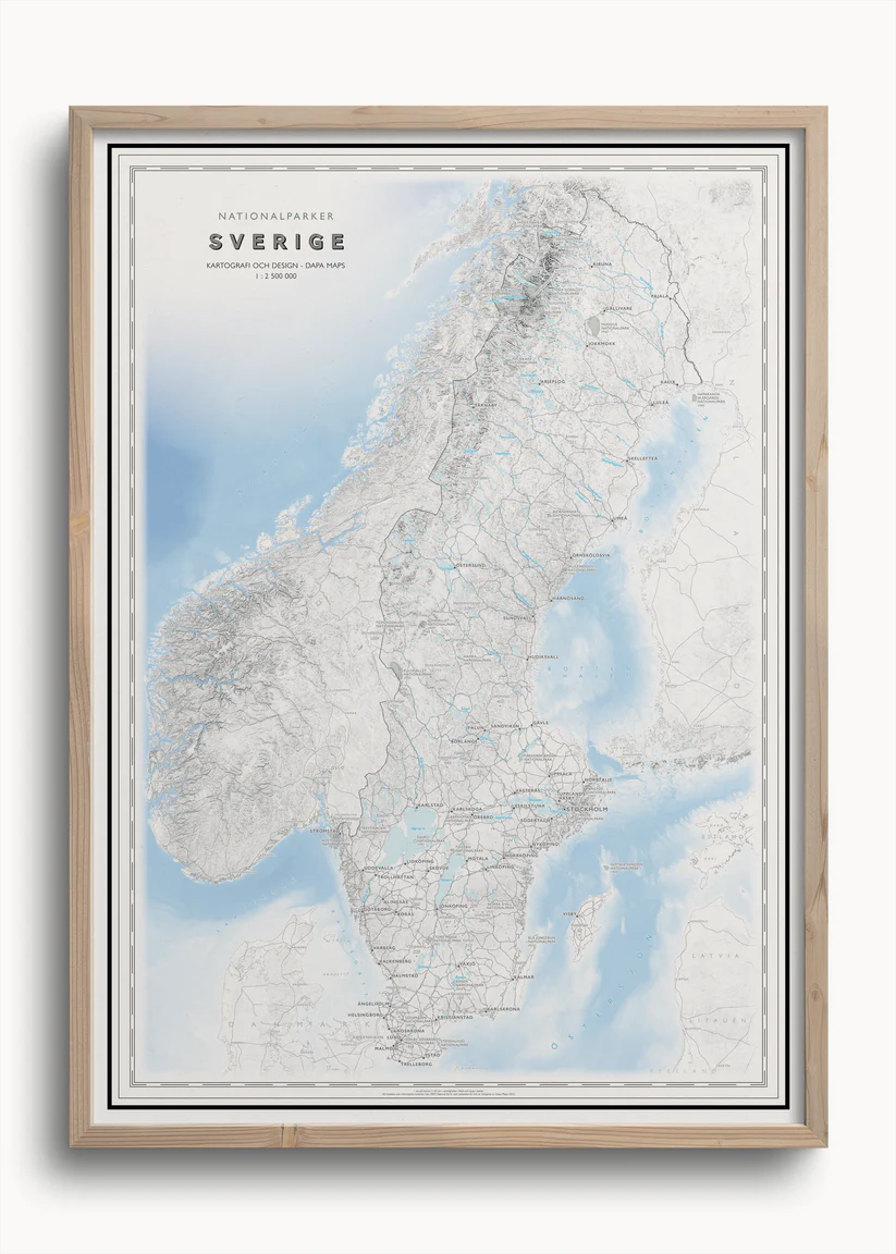 Sverigekarta med nationalparker 50x70cm Dapa Maps